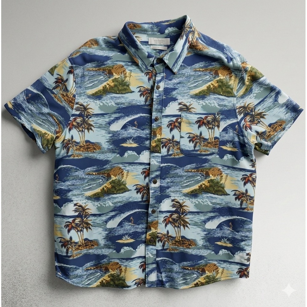 Lucky Brand 7M43773 Men's Beach & Surf Print Button Up Shirt. Size XL